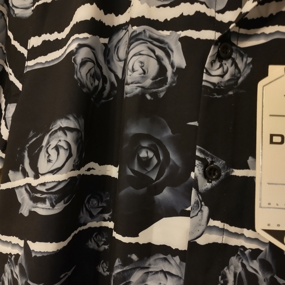 Drill NYC Shirt Black Grey Rose Print Button Down - Picture 4 of 11